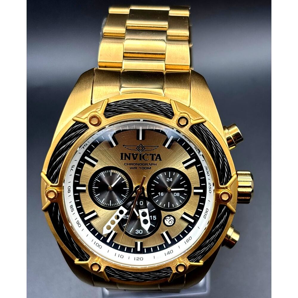 Invicta 31439 Bolt Chronograph Gold Tone 52mm Men's Watch Rare NIB